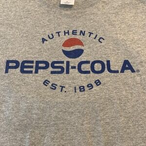 Authentic VTG Pepsi Cola Shirt Mens XL Gray Gildan Ultra Cotton 1898 Graphic Tee
